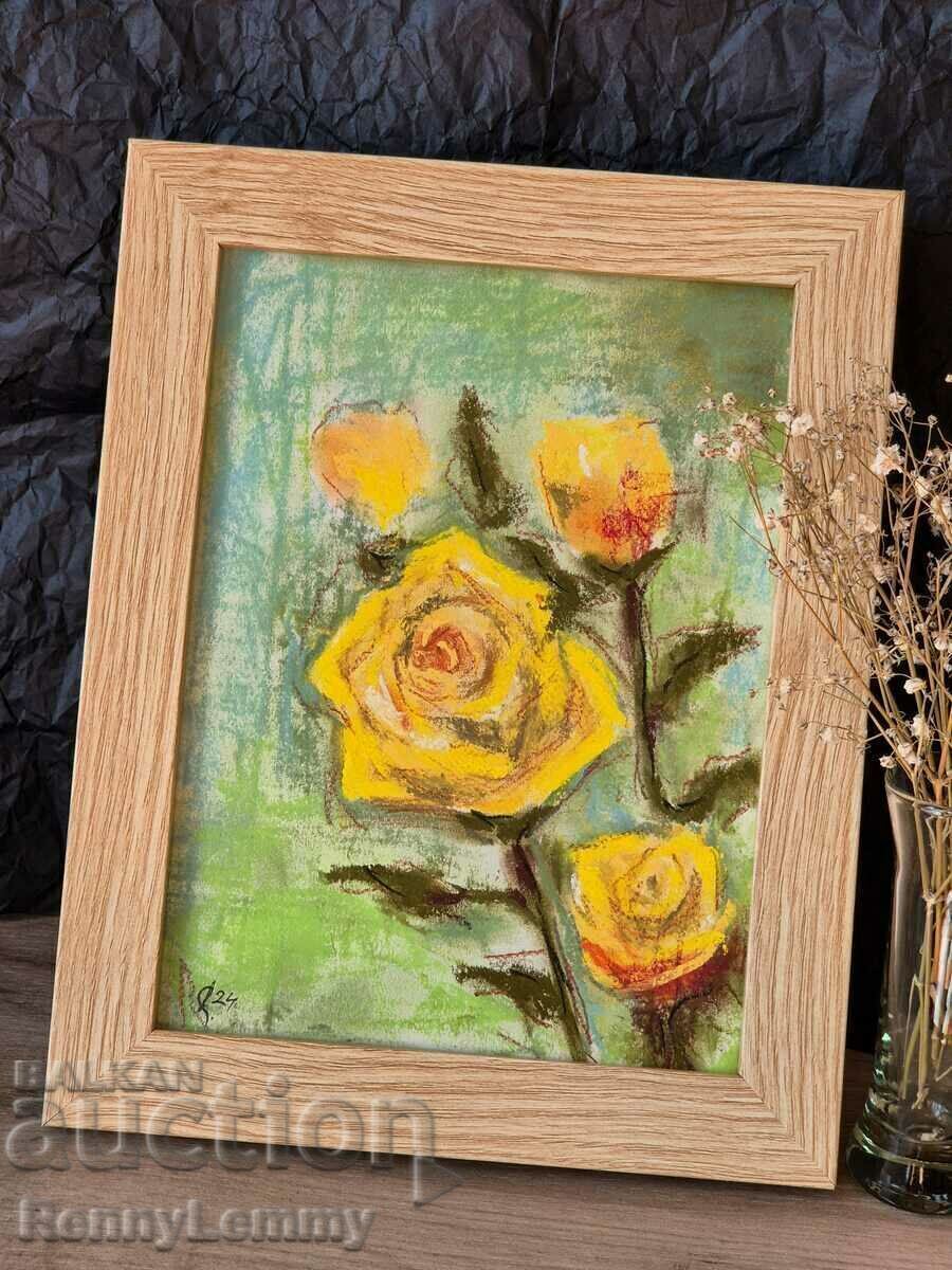 Κίτρινα τριαντάφυλλα, πρωτότυπος πίνακας με τιμή 45.00 BGN | € 23.01 Κίτρινα τριαντάφυλλα, πρωτότυπος πίνακας με τιμή 45.00 BGN | € 23.01