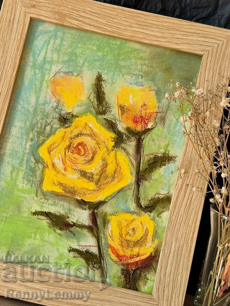 Δημοπρασία Κίτρινα τριαντάφυλλα, πρωτότυπος πίνακας Δημοπρασία Κίτρινα τριαντάφυλλα, πρωτότυπος πίνακας