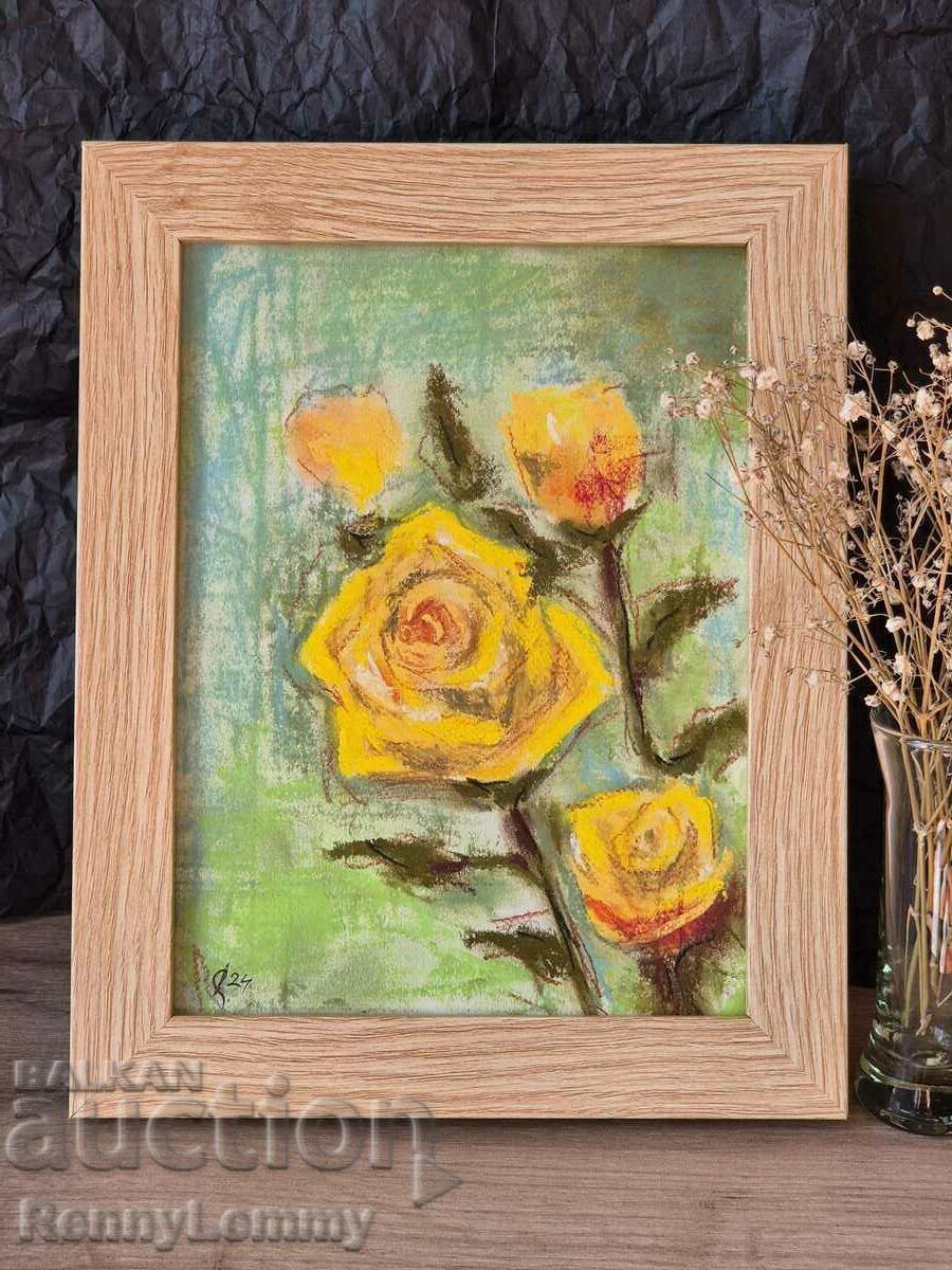 Παράδοση Κίτρινα τριαντάφυλλα, πρωτότυπος πίνακας Παράδοση Κίτρινα τριαντάφυλλα, πρωτότυπος πίνακας