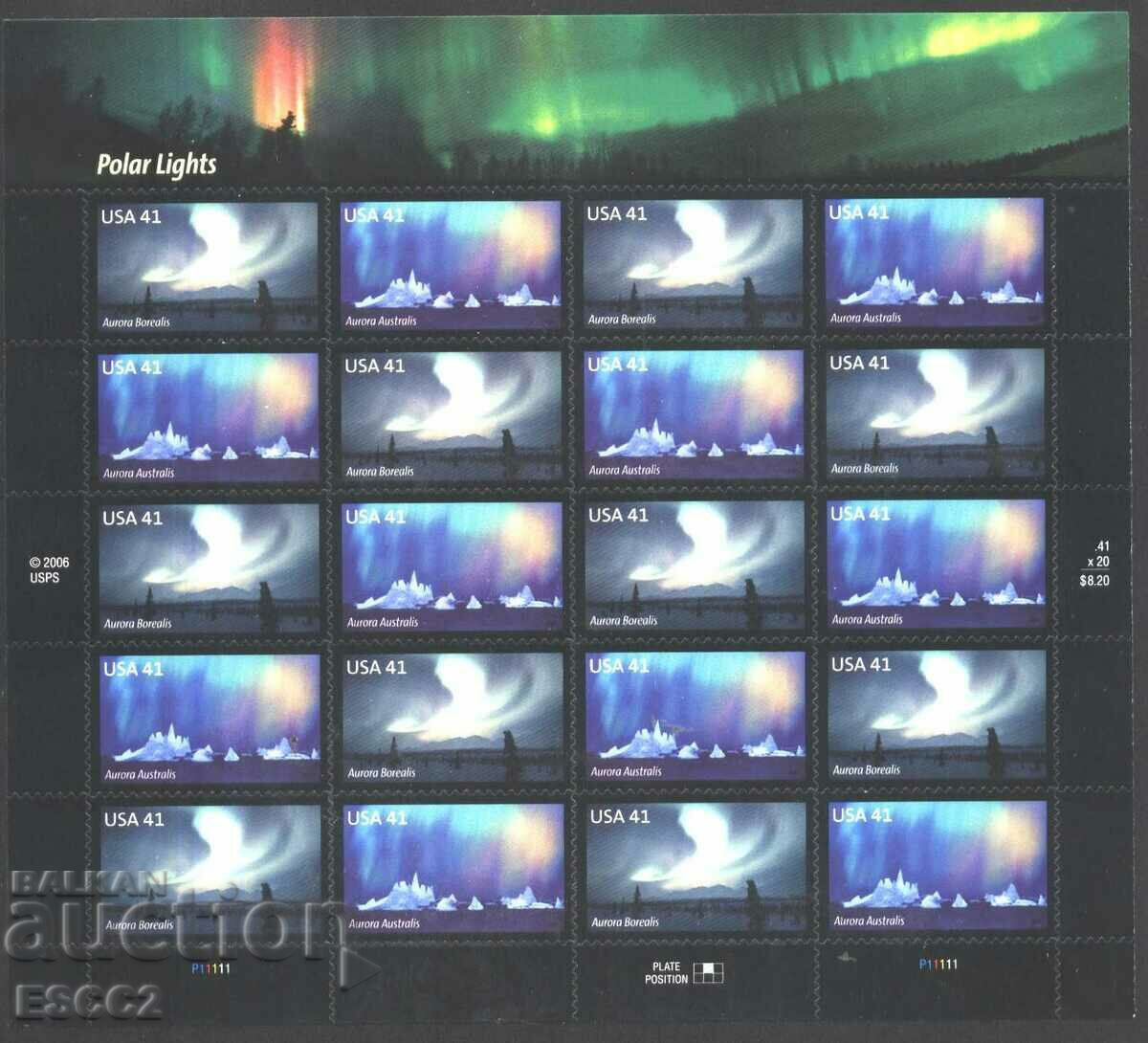 Clean Stamps in sheet Aurora (Northern) Lights 2007 from USA