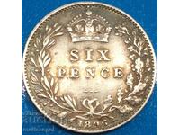 Marea Britanie 6 Pence 1896 Victoria Silver - Rar