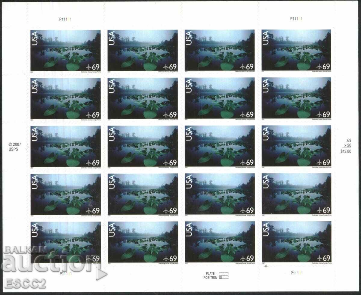 Clean Stamp Sheet View Okefenokee Swamp Georgia 2007 USA