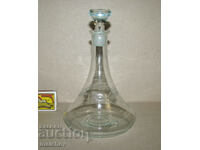 Rare old glass decanter 18cm hand frosted, excellent