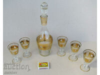 Brandy service: carafe and 5 cups gilt 1960s excellent