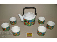 Porcelain tea set, Japanese style: teapot and 6 cups