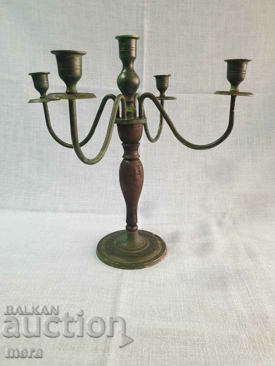 Antique copper candle holder