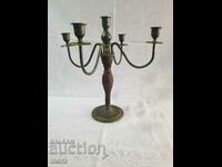 Antique copper candle holder