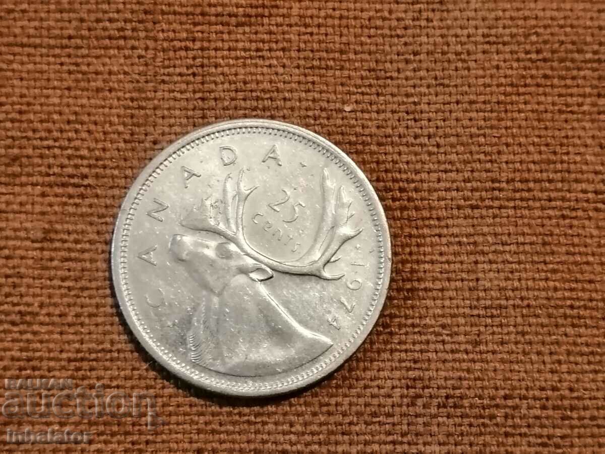 1974 25 cents Canada