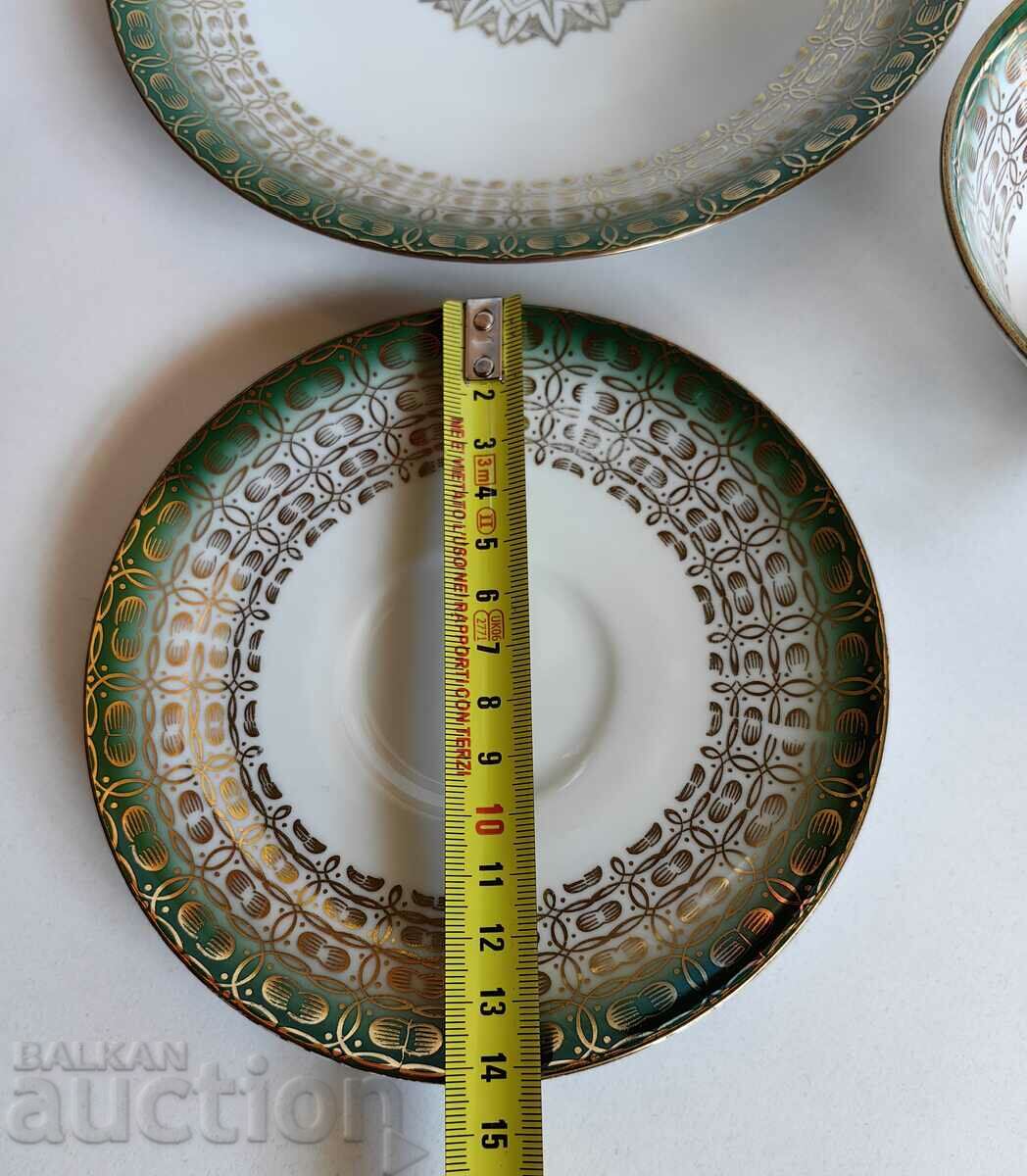 TRIPLE SET CUP PLATE DISHES COFFEE TEA MARKED - 5 TRIPLE SET CUP PLATE DISHES COFFEE TEA MARKED - 5