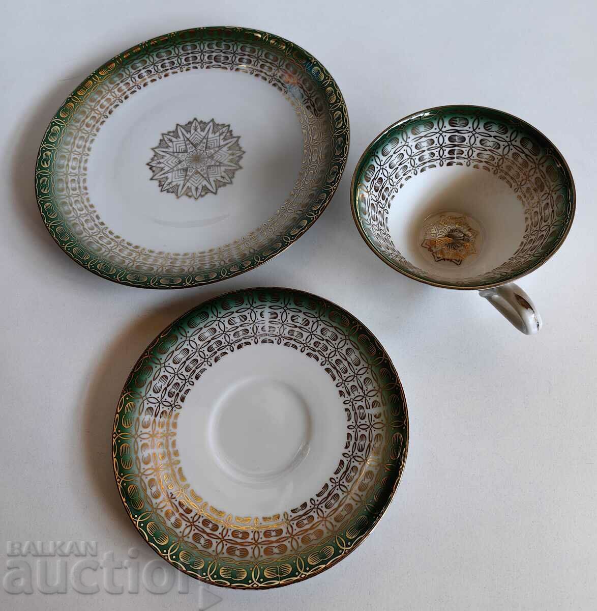 TRIPLE SET CUP PLATE DISHES COFFEE TEA MARKED - 7 TRIPLE SET CUP PLATE DISHES COFFEE TEA MARKED - 7