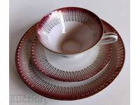 TRIPLE SET CUP PLATE DISHES COFFEE TEA MARKED