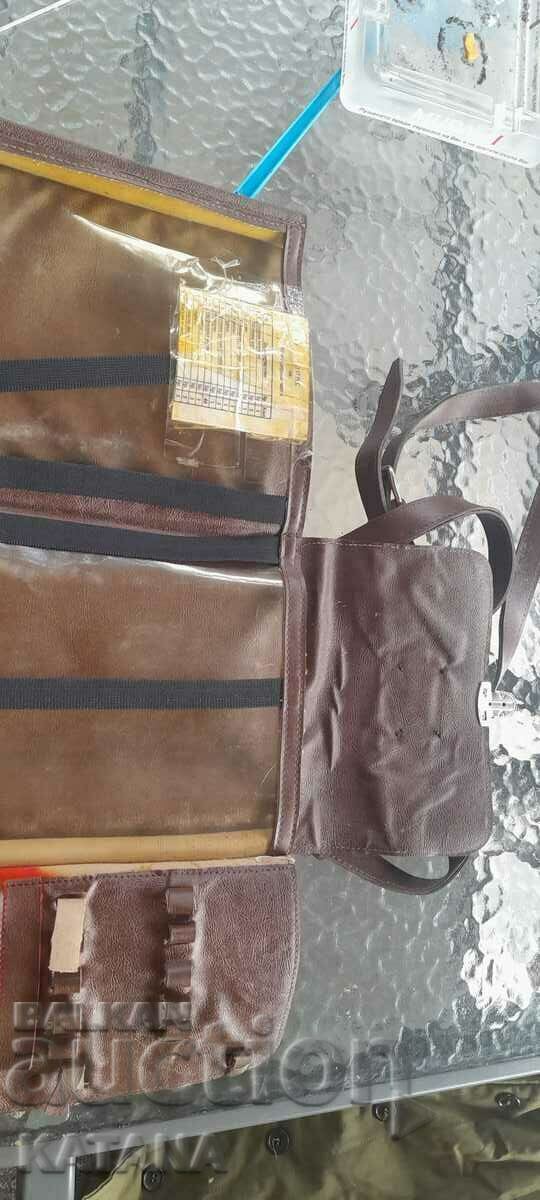 Auction  Officer's leather bag with initials