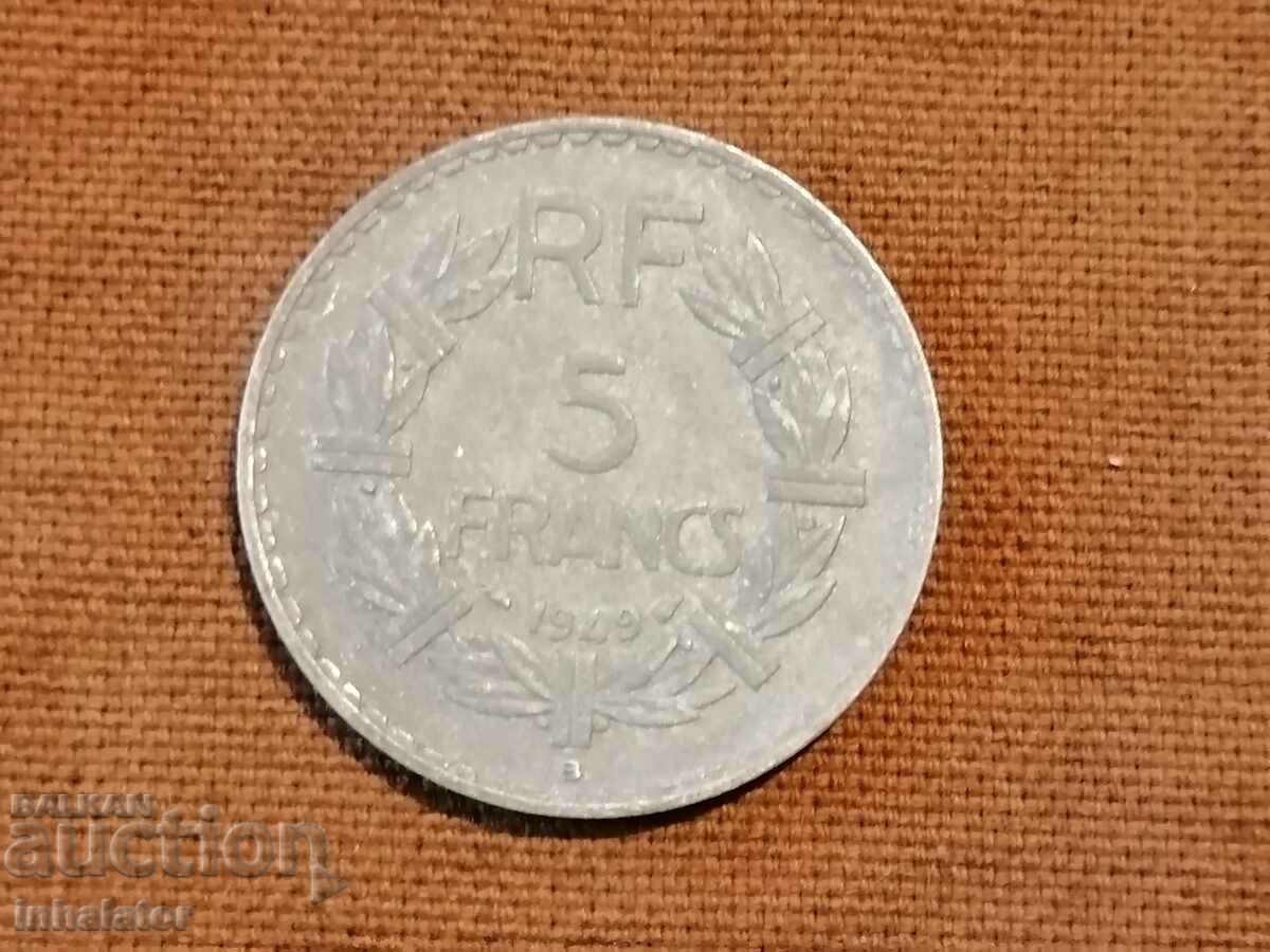 1949 5 franci litera B Aluminiu