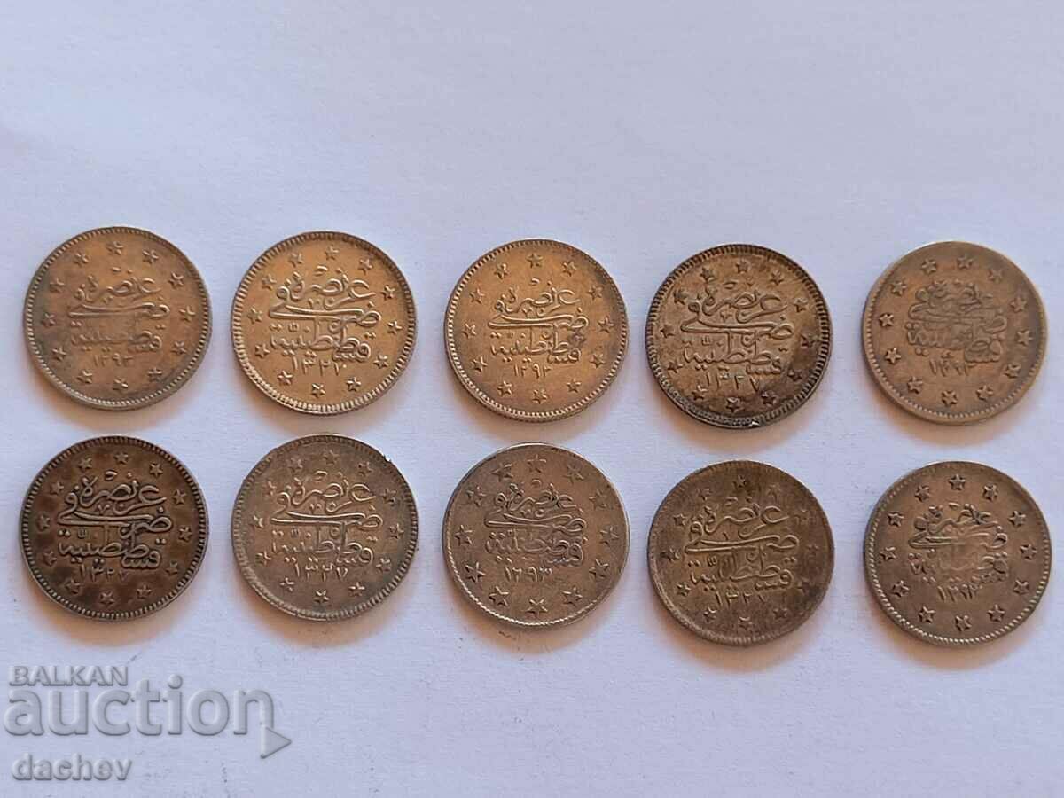 Lot 10 pcs. HELLO Silver Turkish Coins Turkey silver coins with price 240.00 BGN | € 122.71