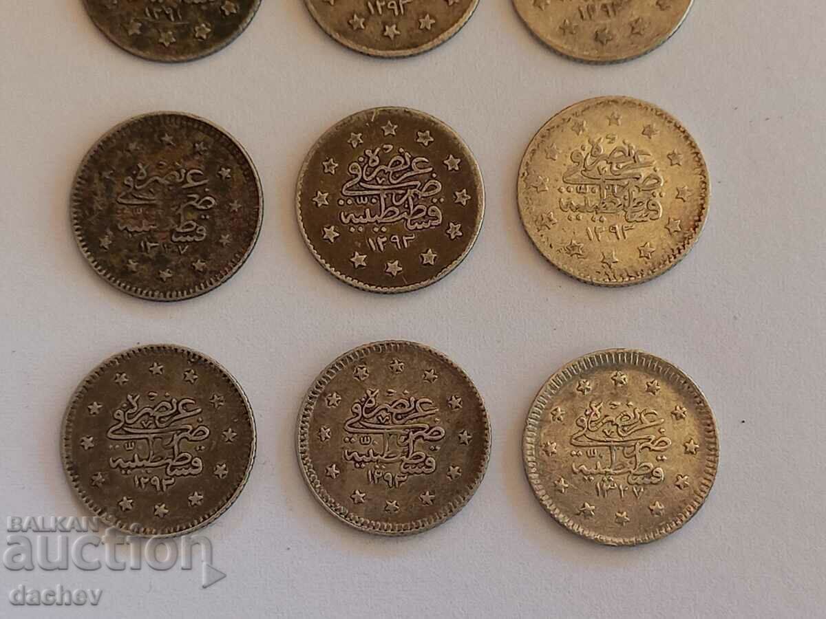 Аукцион Лот 9бр. ЗДРАВИ Сребърни Турски монети Турция акчета сребро