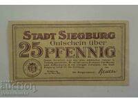 Germany notgeld 25 pfennig 1921 year Siegburg