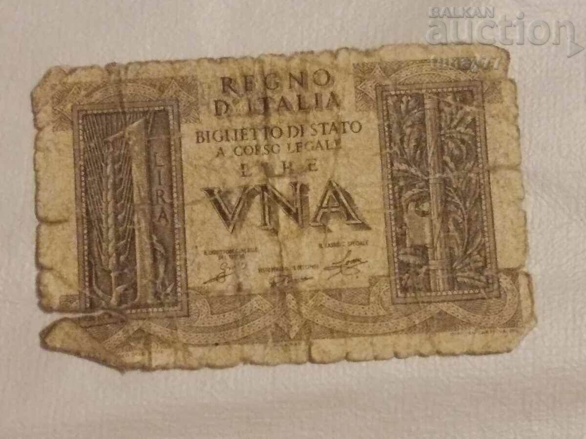 Bancnota veche ITALIA 1939