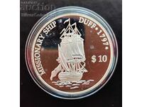 Silver $10 Ship Duff 2000 Solomon Islands