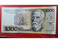 Bancnotă-Brazilia-1 cruzeiro nou pe o bancnotă de 1000 kr.