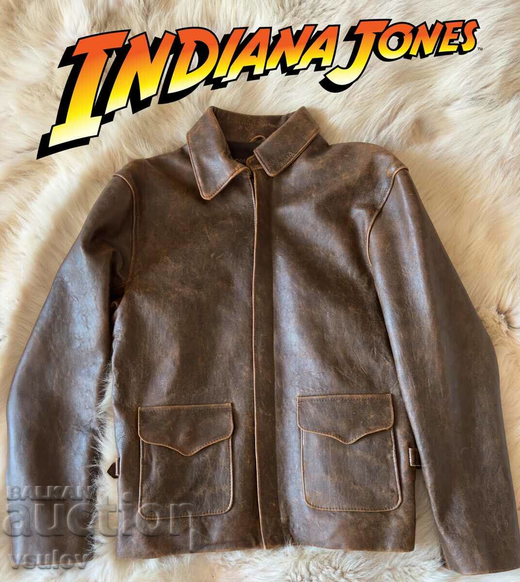 Geaca de piele Indiana Jones, originala, Indiana Jones, NOU