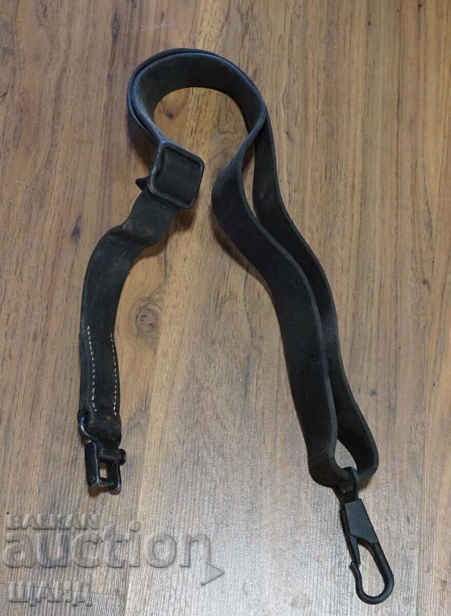 Old leather strap, strap for machine gun rifle