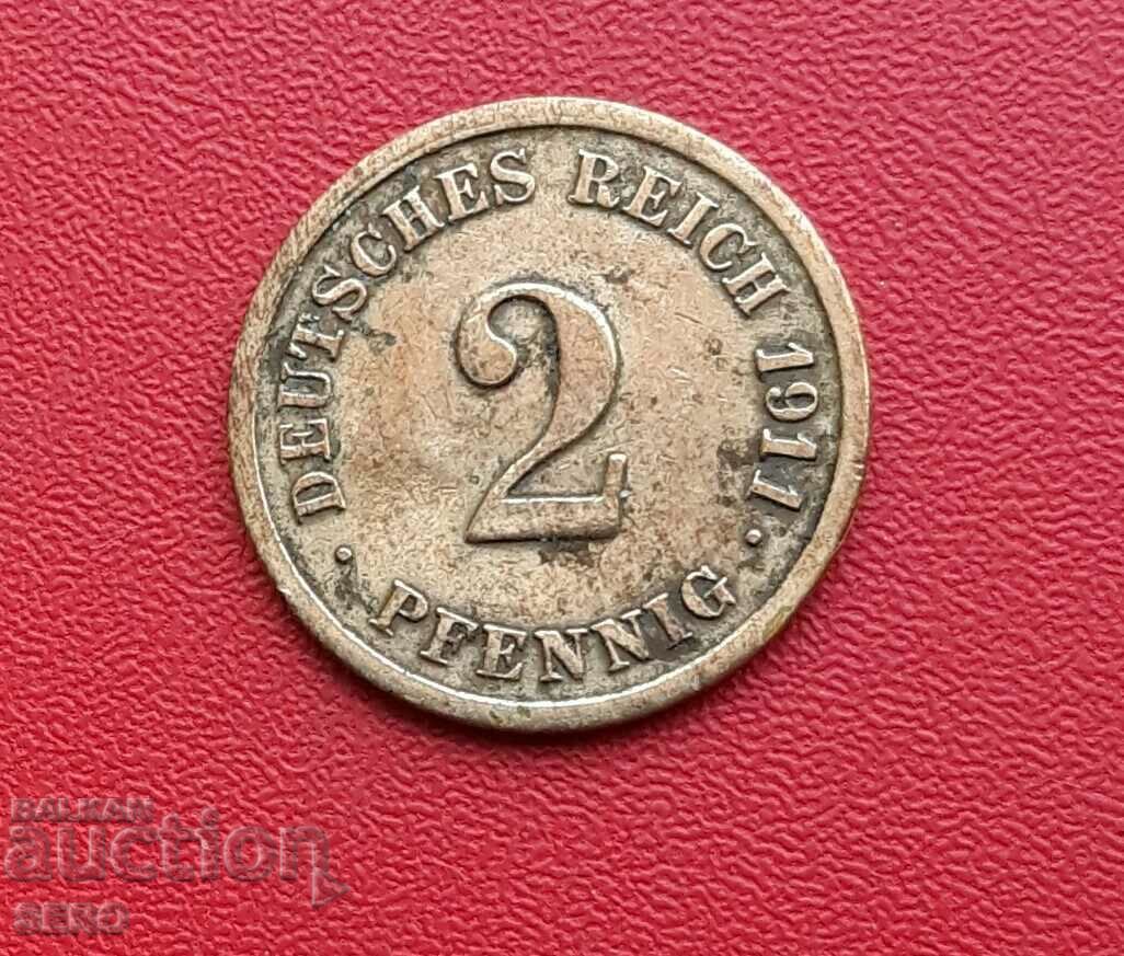 Germany-2 pfennig 1911 G-Karlsruhe