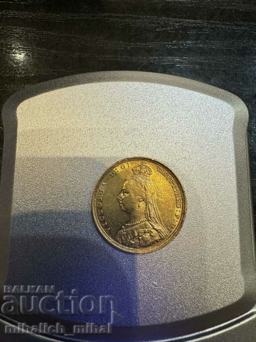 British gold sovereign Victoria with crown 1892