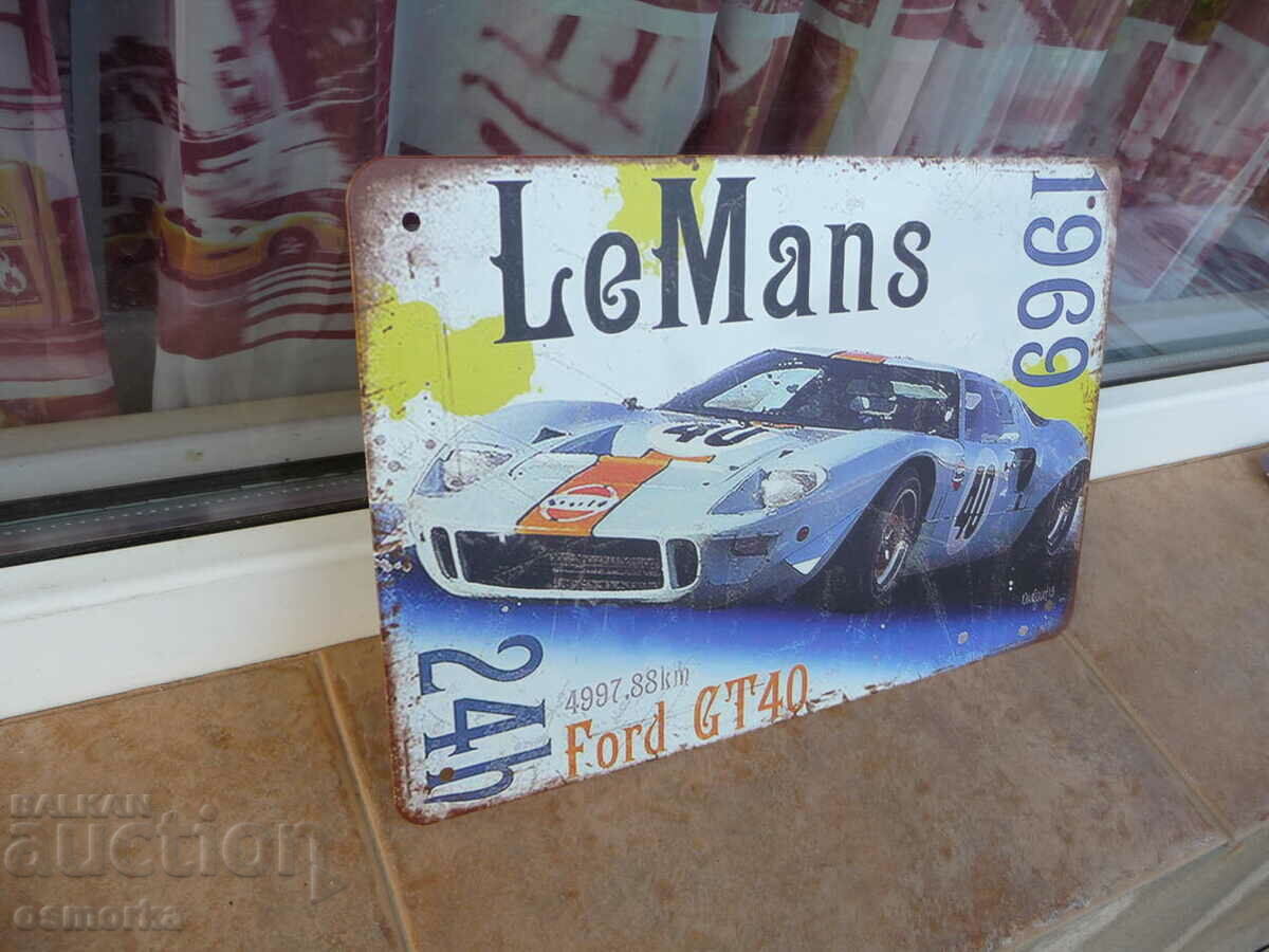 Car Le Mans 1969 Ford GT 40 sports car metal plate with price 18.00 BGN | € 9.20 Car Le Mans 1969 Ford GT 40 sports car metal plate with price 18.00 BGN | € 9.20