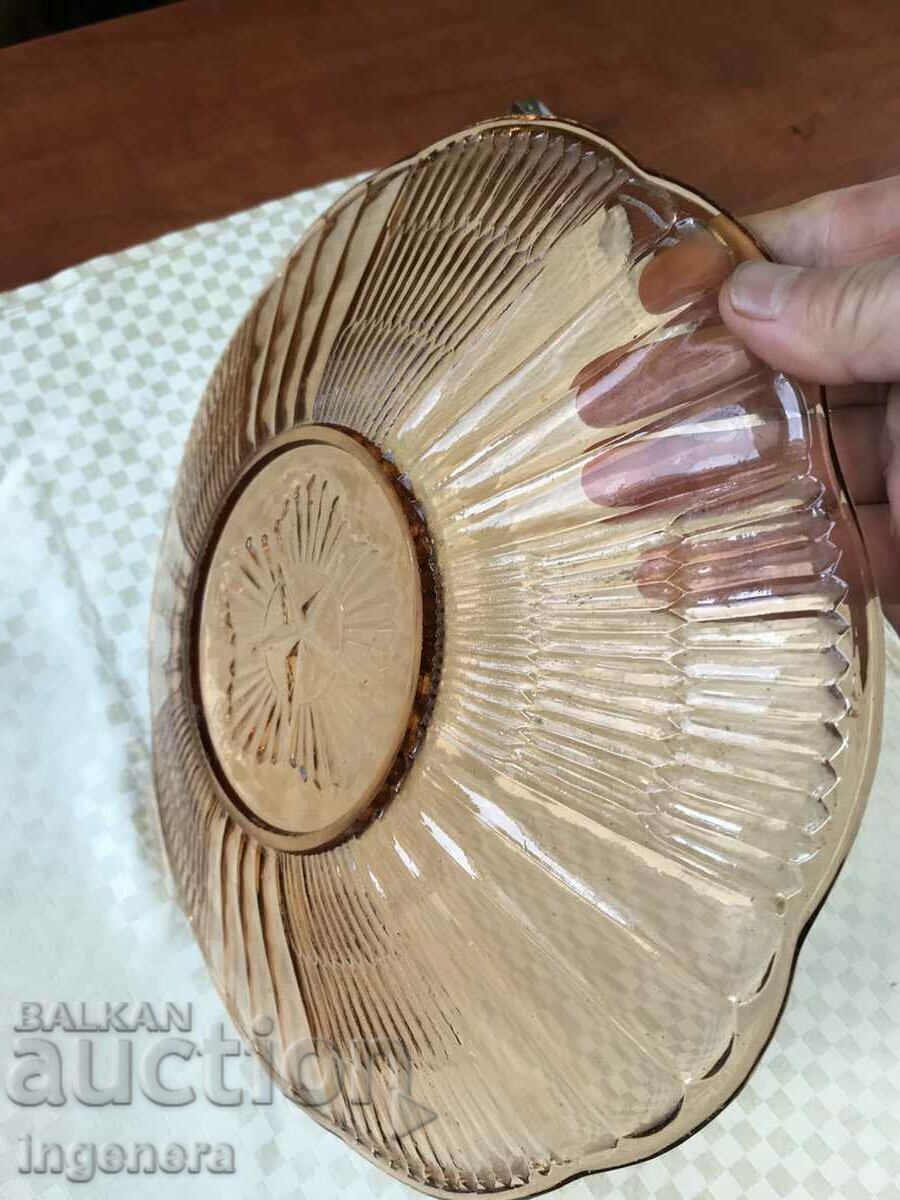 FRUCTIERA CAKE PLATE THICK EMBOSSED GLASS BULGARIA - 5 FRUCTIERA CAKE PLATE THICK EMBOSSED GLASS BULGARIA - 5