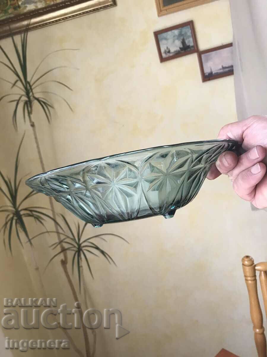 FRUCTIERA SALATIERA THICK EMBOSSED GLASS BULGARIA - 6