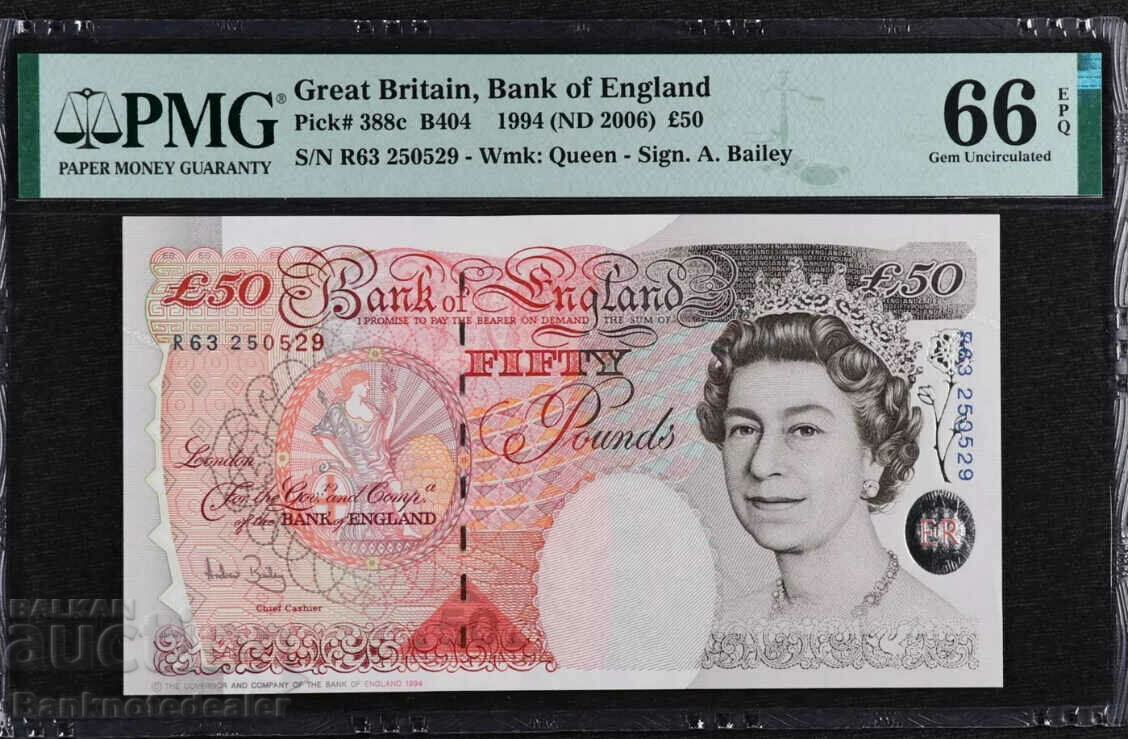 England 50 Pounds 1994 Pick 388c PMG 66 Unc