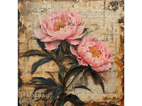 Vintage style painting "Peony"