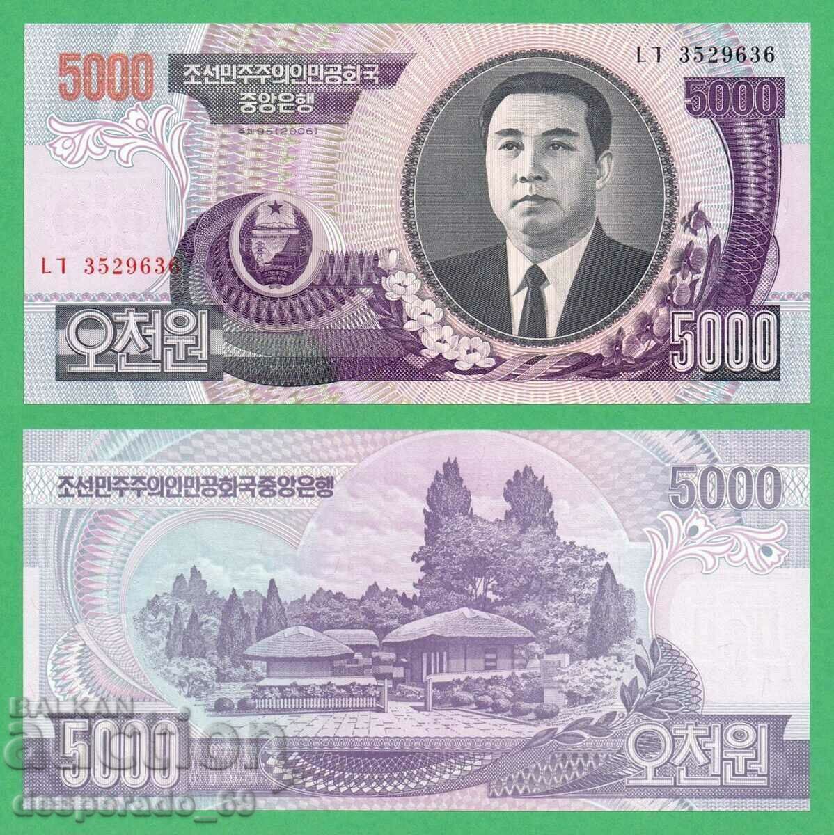 (¯`'•.¸ COREEA DE NORD 5000 Won 2006 UNC ¸.•'´¯)