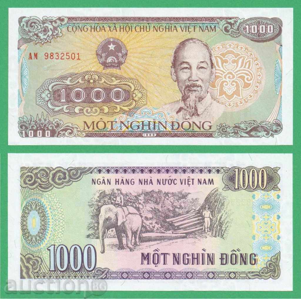 (¯`'•.¸ VIETNAM 1000 dong 1988 UNC ¸.•'´¯)