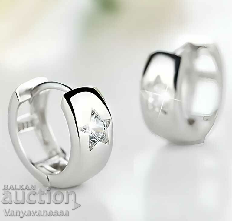 Beautiful 925 silver plated earrings with star zirconia rings English with price 22.80 BGN | € 11.66
