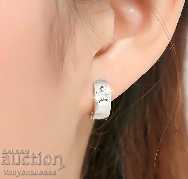 Auction  Beautiful 925 silver plated earrings with star zirconia rings English