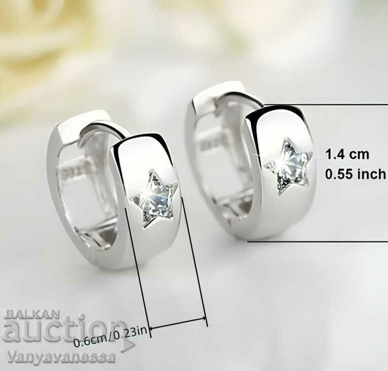 Delivery of Beautiful 925 silver plated earrings with star zirconia rings English