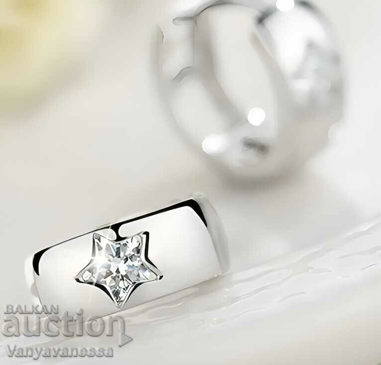 Beautiful 925 silver plated earrings with star zirconia rings English - 5