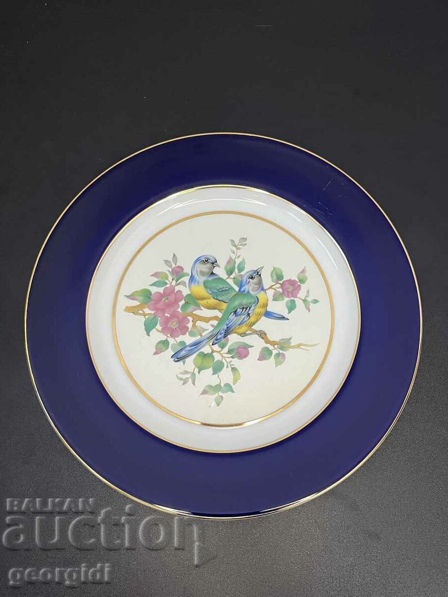 Uniquely beautiful porcelain plate with birds. #5842