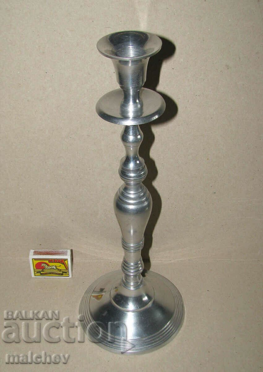 Large metal old white metal candlestick 34 cm, excellent with price 25.00 BGN | € 12.78 Large metal old white metal candlestick 34 cm, excellent with price 25.00 BGN | € 12.78