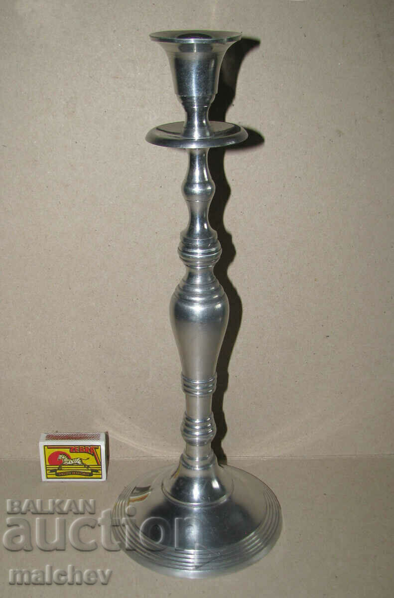 Large metal old white metal candlestick 34 cm, excellent Large metal old white metal candlestick 34 cm, excellent