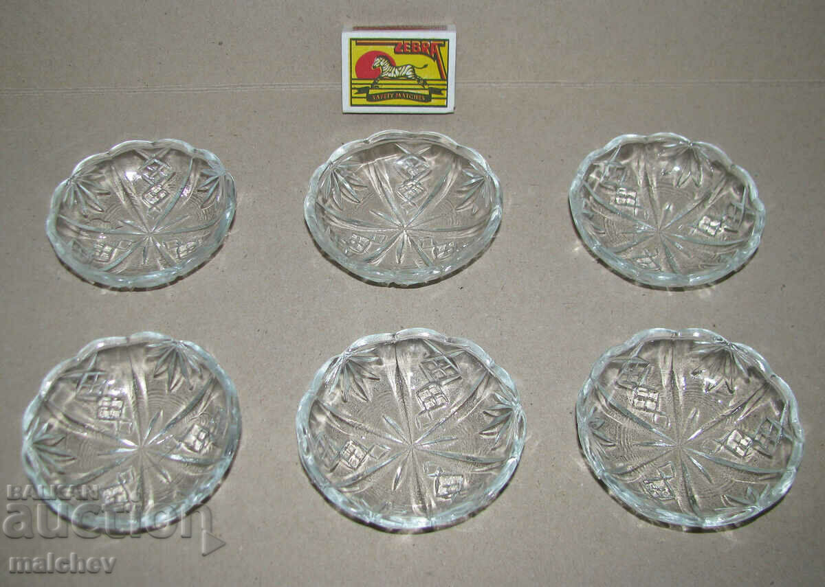 Lot of 6 glass jam saucers 8/2.2cm excellent. I have 12