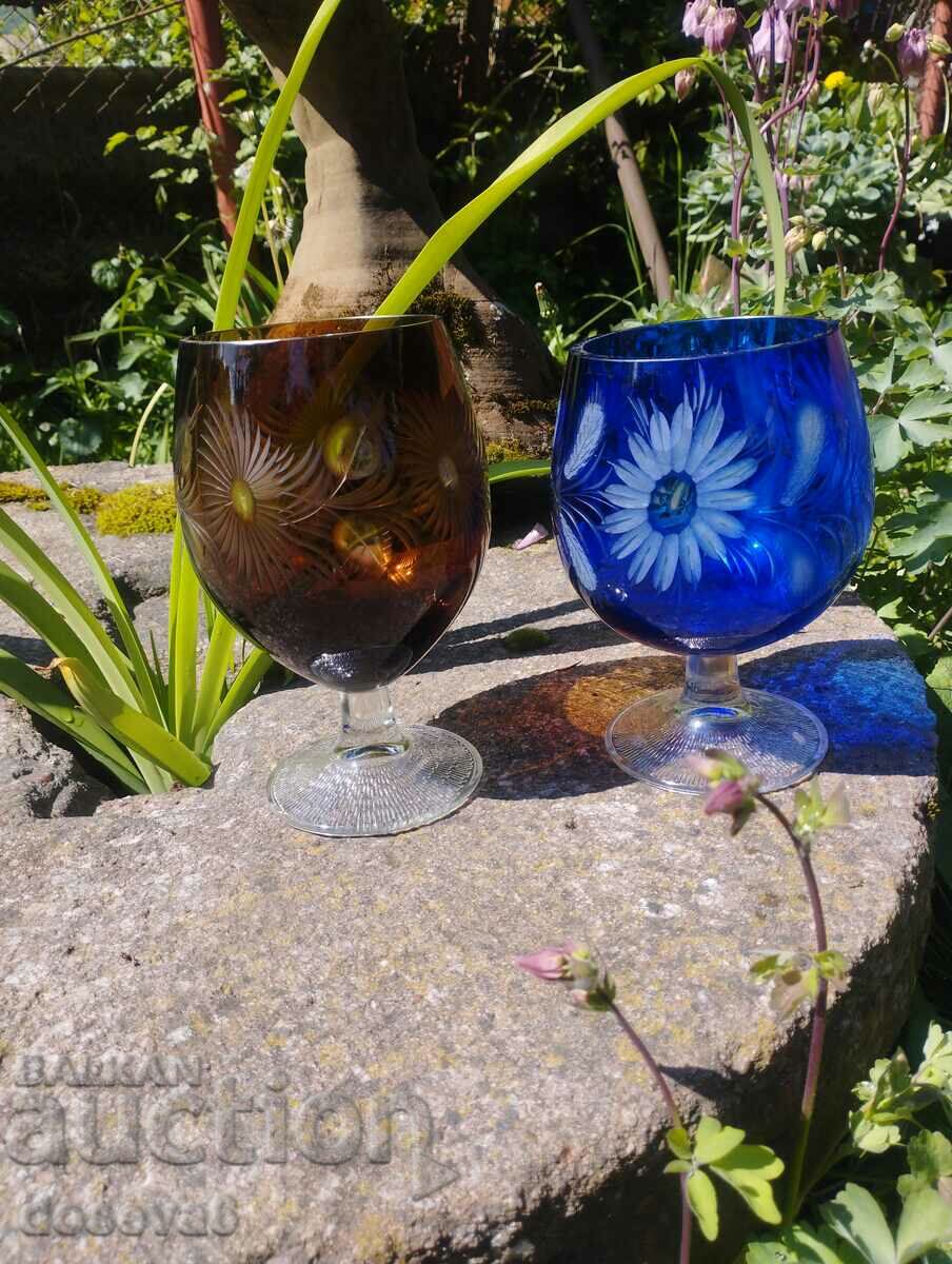 Lead crystal. Large crystal glasses