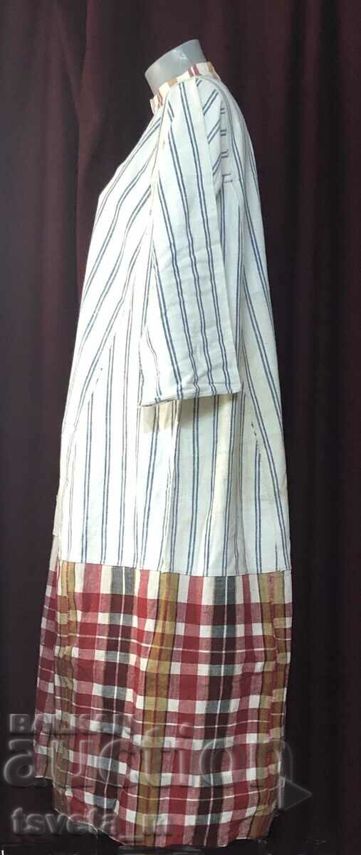 Auction Women's long cotton shirt with 3/4 sleeve, folk costume Auction Women's long cotton shirt with 3/4 sleeve, folk costume