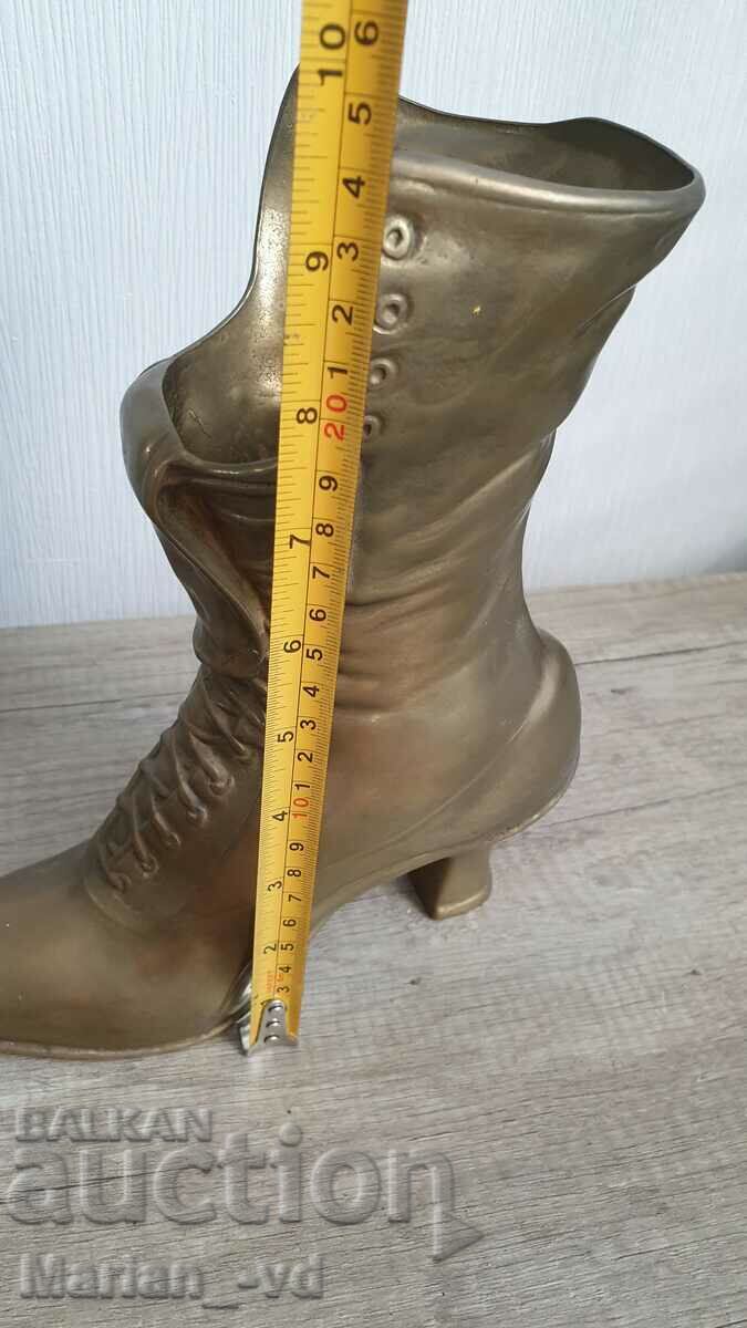 Old Decorative Victorian Brass Ladies Boot -24cm - 6 Old Decorative Victorian Brass Ladies Boot -24cm - 6