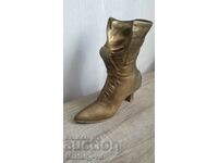 Old Decorative Victorian Brass Ladies Boot -24cm