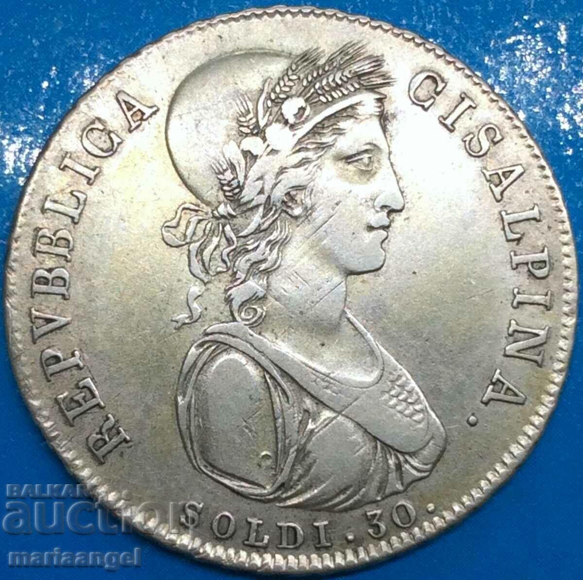 Cisalpina 30 Soldi 1800 - 1801 Italy Napoleon Foundation