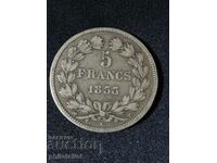 France 1833 T - 5 Francs - Silver Coin