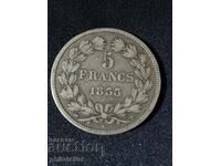 France 1833 T - 5 Francs - Silver Coin