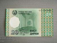 Bancnota - Tadjikistan - 20 Dirhams UNC | 1999